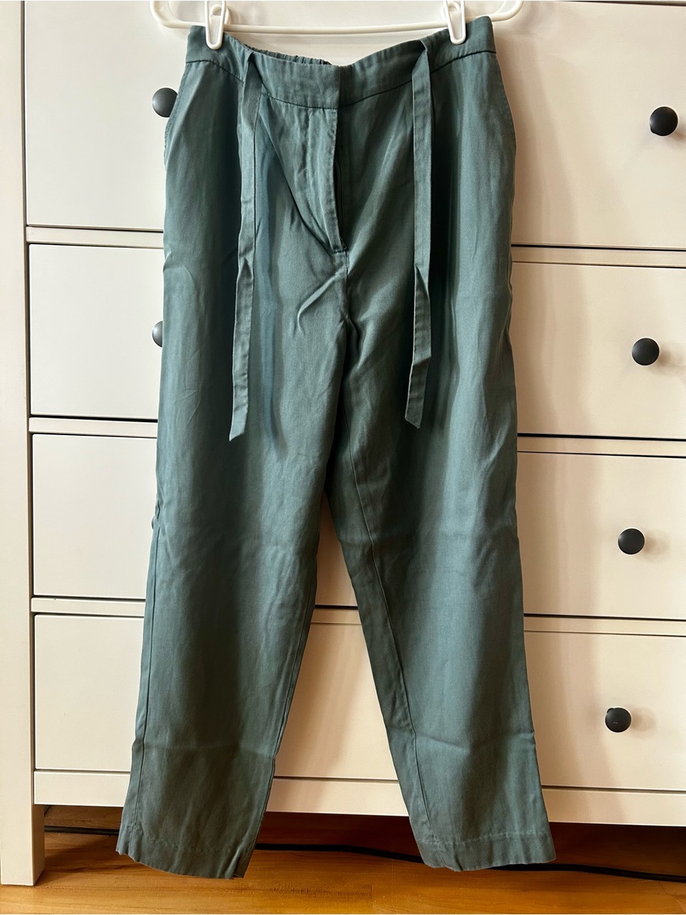 High-Waist Relaxed Pants in Dusty Teal